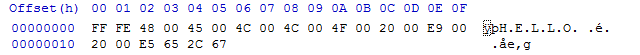 Chaine de caractères encodés avec UTF-16 (Little Endian)